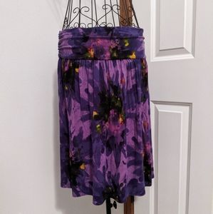 Purple floral knit skirt